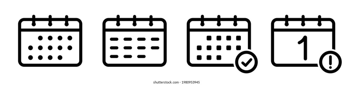 Set of calendar icon in line style on white background