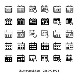 Set of calendar icon symbol vector isolated on white background