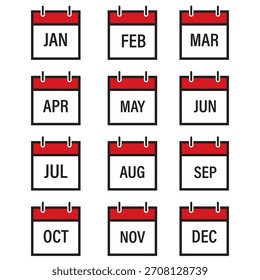 Set of Calendar icon vector design. Set of Table Calendar icon silhouette design for logo, app, website. Calendar sign and symbol icon. Vector illustration.
