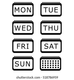 Set of calendar icon. Vector isolated on white background. Icon 
days of the week.