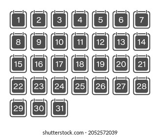 Set Calendar Icons Dates Month Set Stock Vector (Royalty Free ...