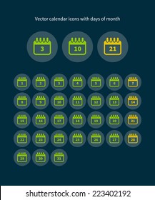 Set of calendar icons for every day. Vector illustration