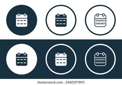 Conjunto de iconos de calendario aislado plano y Ilustración vectorial de estilo de contorno