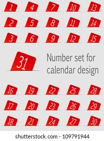 Set of calendar icons with numbers. Vector illustration