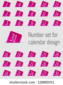 Set of calendar icons with numbers. Vector illustration