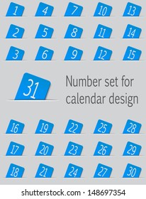 Set of calendar icons with numbers. Vector illustration