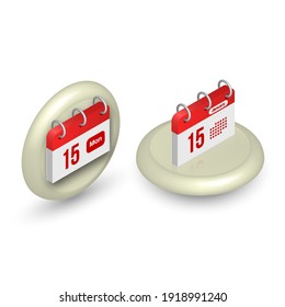 Set of calendar icons on the button.Office accessory.Business concept.Isometry.3D.Vector illustration in a flat style.