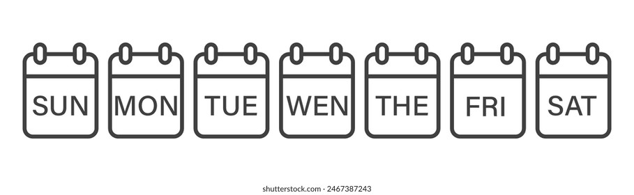 Set of calendar icons on a white background
