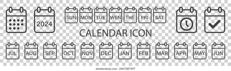 Conjunto de iconos de calendario sobre un fondo blanco