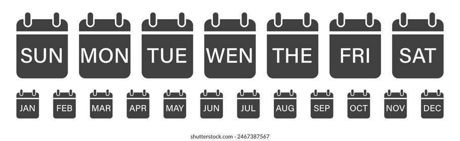Conjunto de iconos de calendario sobre un fondo blanco