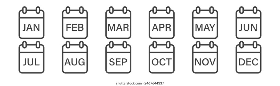 Set of calendar icons on a white background