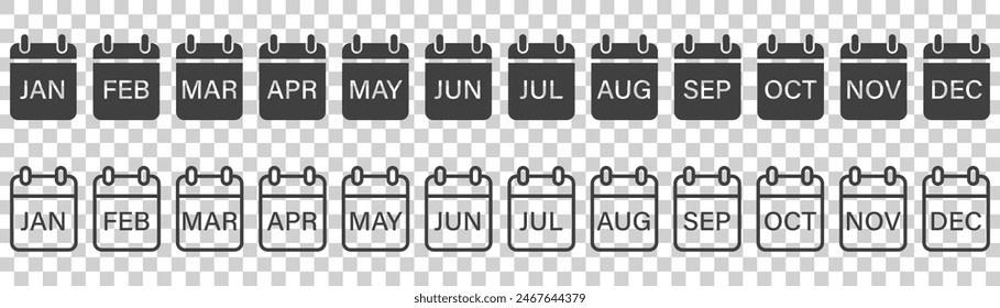 Conjunto de iconos de calendario sobre un fondo blanco