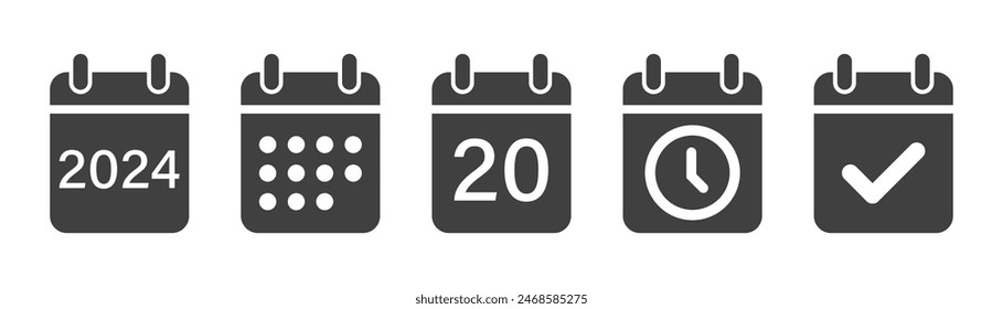 Set of calendar icons on a white background