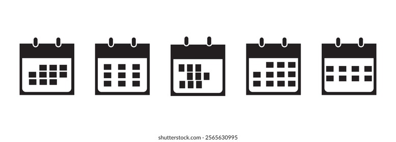 Set of calendar icons on a white background