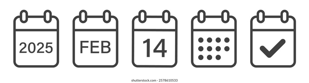 set of calendar icons on a white background.
