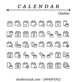 A set of calendar icons. Outline style