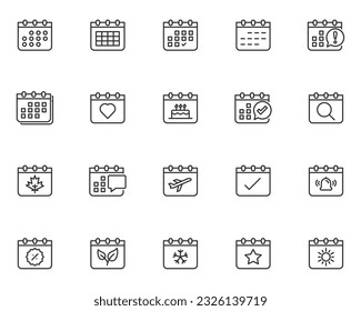 set of calendar icons, schedule, event, 