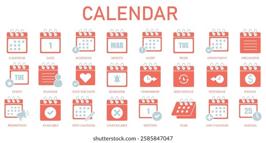 Set of Calendar Icons or symbols Vector fully editable file