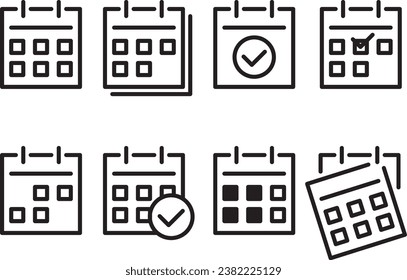 Set calendar icons vector flat line design