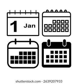 Set of Calendar Icons Vector. Ideal for web design, mobile applications, scheduling interfaces, business presentations, planning tools, and event management.