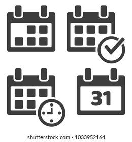 Set of calendar icons. Vector illustration