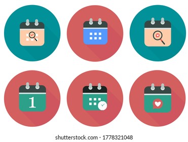 Set of Calendar icons vector illustration. Vector calendar icons in flat design style. Calendar icons graphic design vector symbols. Mark the date, holiday, important day.