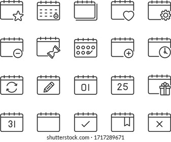 set of calendar icons, year, month, planner, date, schedule