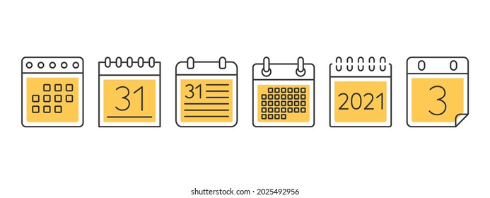 Set of calendar line icons, vector eps10 illustration