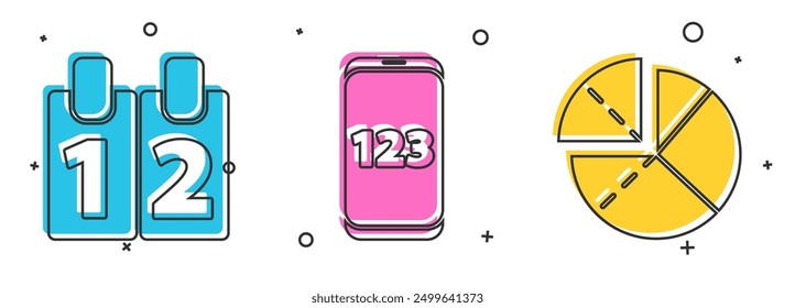 Set Calendar, Mobile calculator interface and Graph, schedule, chart, diagram icon. Vector