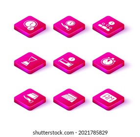 Set Calendar, Old hourglass with sand, Time to sleep, Morning time, Stopwatch, Management and Clock icon. Vector