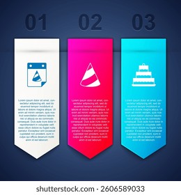 Set Calendar party, Party hat and Cake with burning candles. Business infographic template. Vector