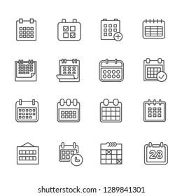 Set of calendar Related Vector Line Icons. Contains such Icons as organizer, month, date, schedule and etc. - Vector 