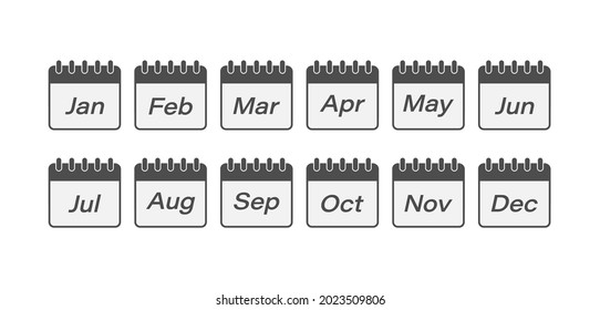 set of calendar sheets with the name of the months of the year. Vector for websites, applications and creative design. Simple style