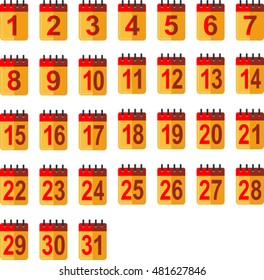 Set of calendar sheets with numbers. Eps 10