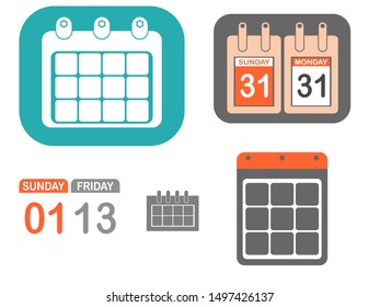 Set of calendar template vector and icon isolated with multi color and flat design for event reminder.