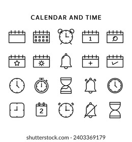 set of calendar and time icons