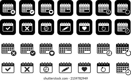 Set of Calendar Vector Icons. Schedule Sings Pictograms