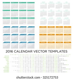 Set of calendar vector templates 2016