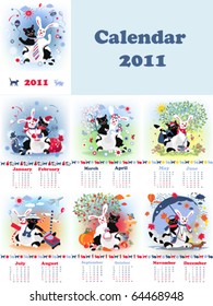 Set of month?s calendars for 2011, with fantastic cat-rabbit creature.