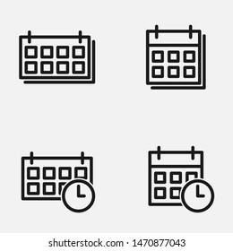 Set of calendars black and white vector icon.