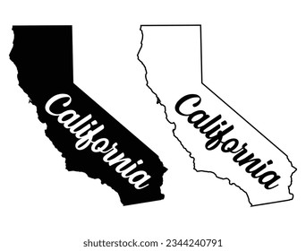 Set of California map silhouete vector art