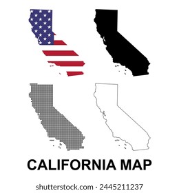 Set of California map, united states of america. Flat concept icon vector illustration .