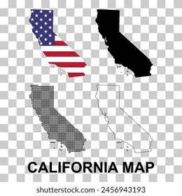 Set of California map, united states of america. Flat concept icon vector illustration .