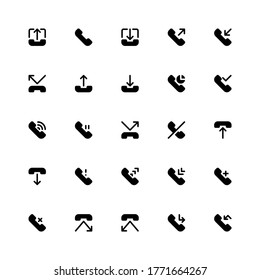 Set of Call, Calling, Smartphone, Contact glyph style icon - vector