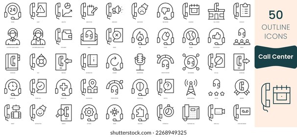 Set of call center icons. Thin linear style icons Pack. Vector Illustration