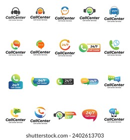 set of Call Center logo vector illustration design template