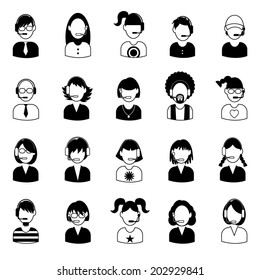  Set of call center operator icons. vector