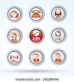  Set of call center operator icons. vector