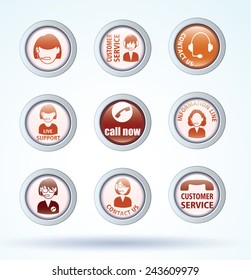  Set of call center operator icons. vector