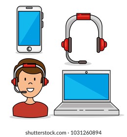 set of call center support icon